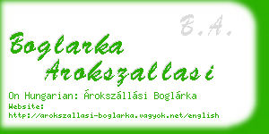 boglarka arokszallasi business card