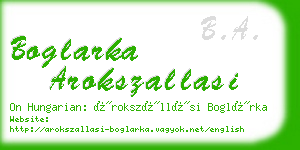 boglarka arokszallasi business card